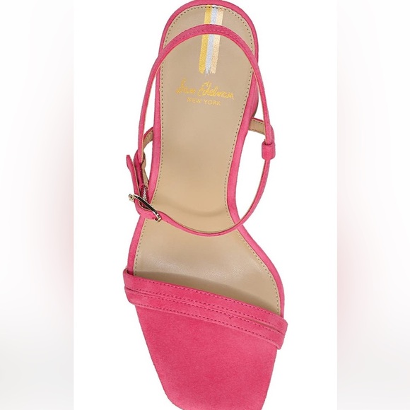 Sam Edelman Kit Slingback Dahlia Pink Suede Block Heel Sandal - Picture 9 of 10